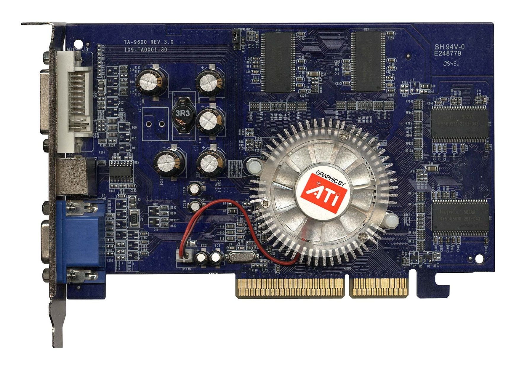 Grafische kaart ATI Radeon 9550 256MB DDR AGP 8x DVI VGA S-VIDEO RV350 ATI